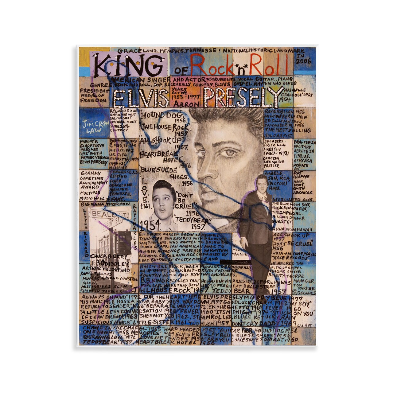 Stupell Industries Elvis Presley Collage Wall Plaque Art Design by Sabin